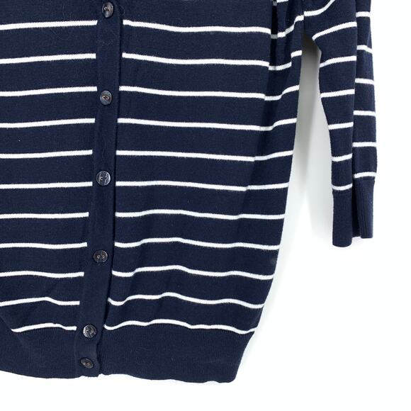 Tommy Hilfiger 3/4 Sleeve V-Neck Cardigan Sweater Womens Sz Medium Navy White - Picture 4 of 6